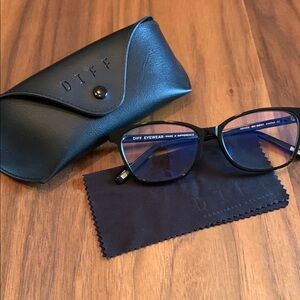 DIFF Eyewear Black Glasses with Blue Tint